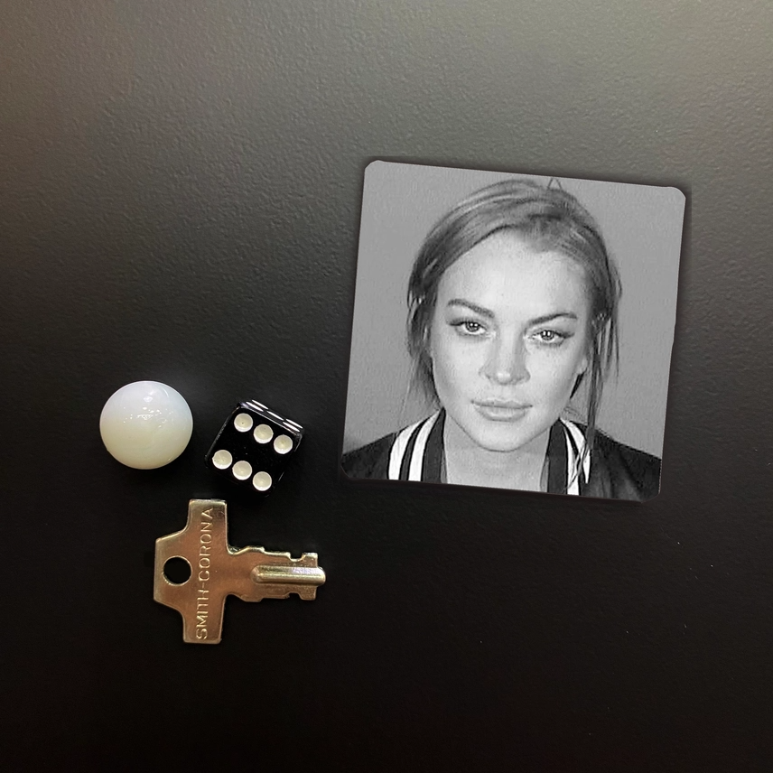 Lindsay Lohan Mugshot Square Magnet