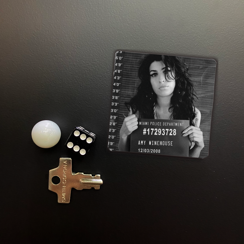 Amy Winehouse Mugshot Square Magnet