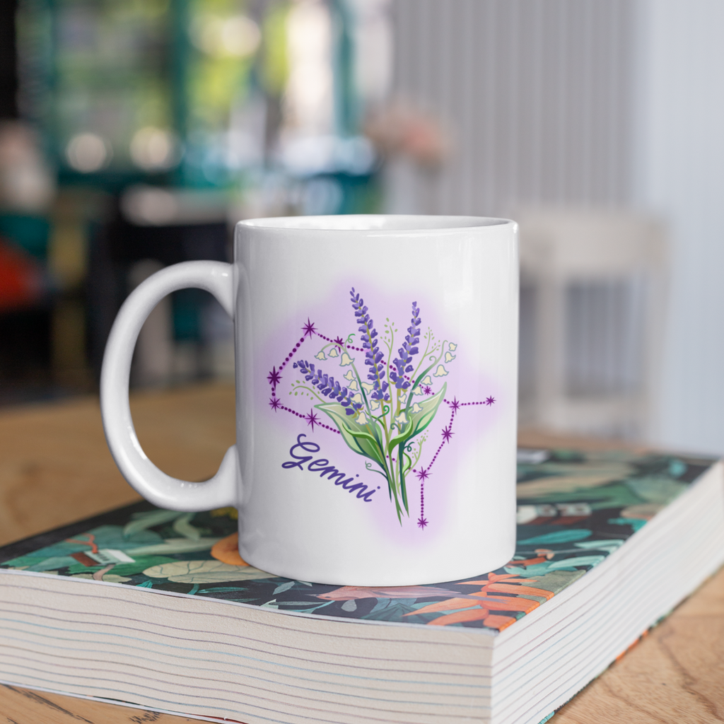 Gemini Zodiac Flower Mug