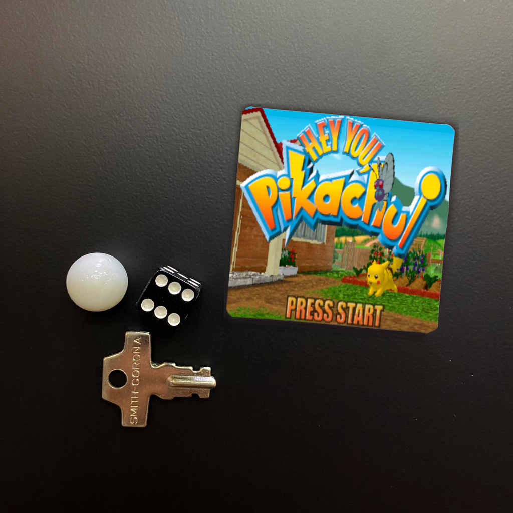 Hey You, Pikachu! Game Start Screen Square Magnet