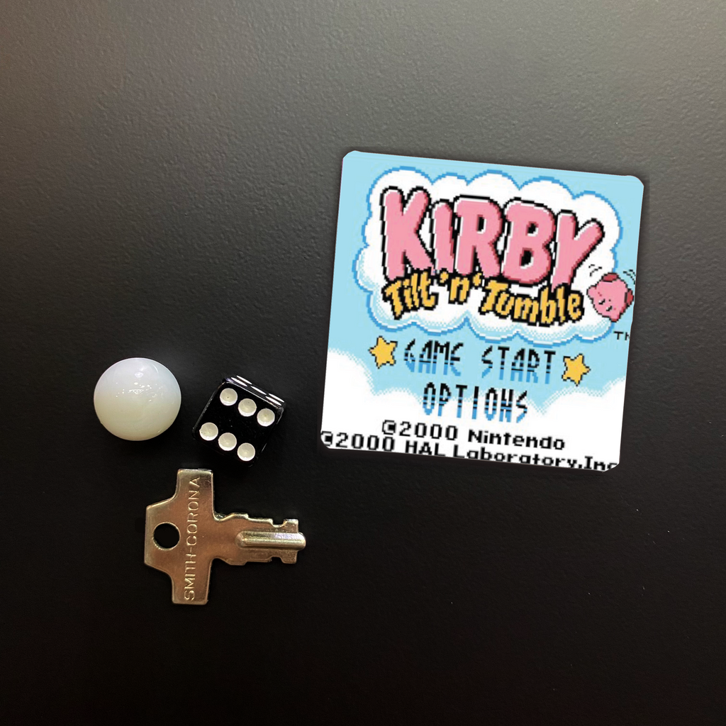 Kirby Tilt 'n' Tumble Game Start Screen Square Magnet