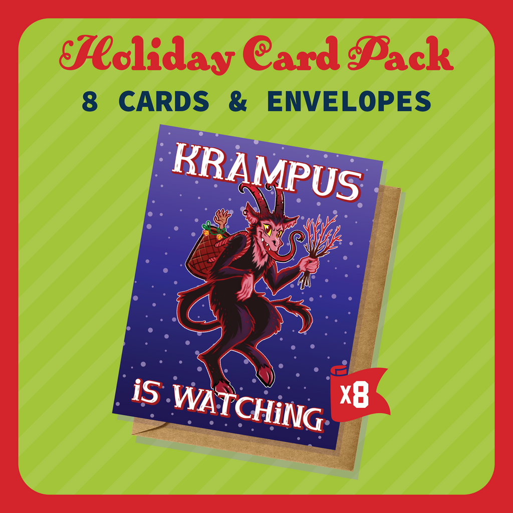 Krampus is Watching Holiday/Christmas Greeting Card Pack - 8 Cards & Envelopes