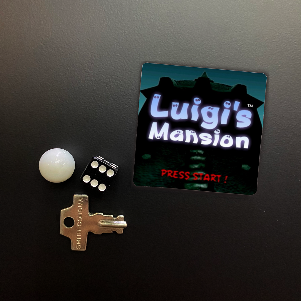 Luigi's Mansion Game Start Screen Square Magnet