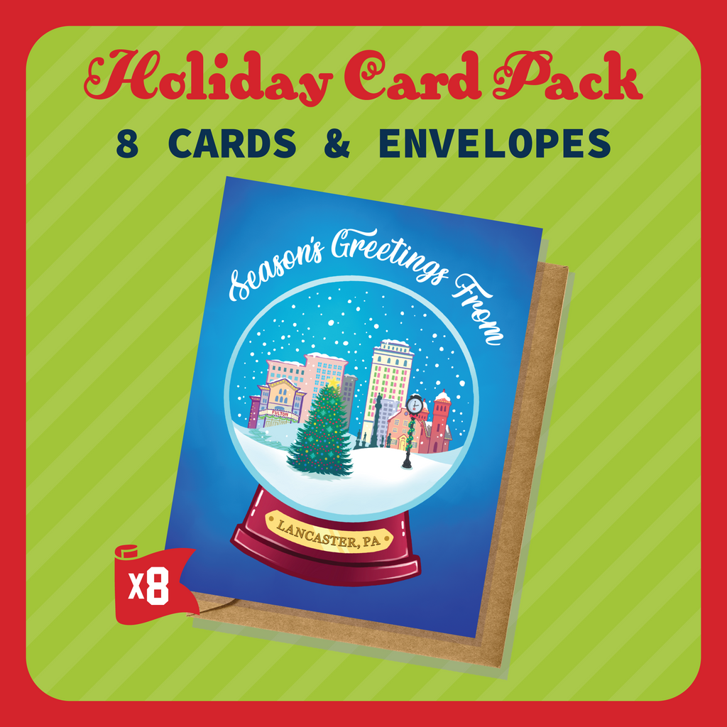 Lancaster, Pennsylvania Snowglobe Holiday/Christmas Greeting Card Pack - 8 Cards & Envelopes