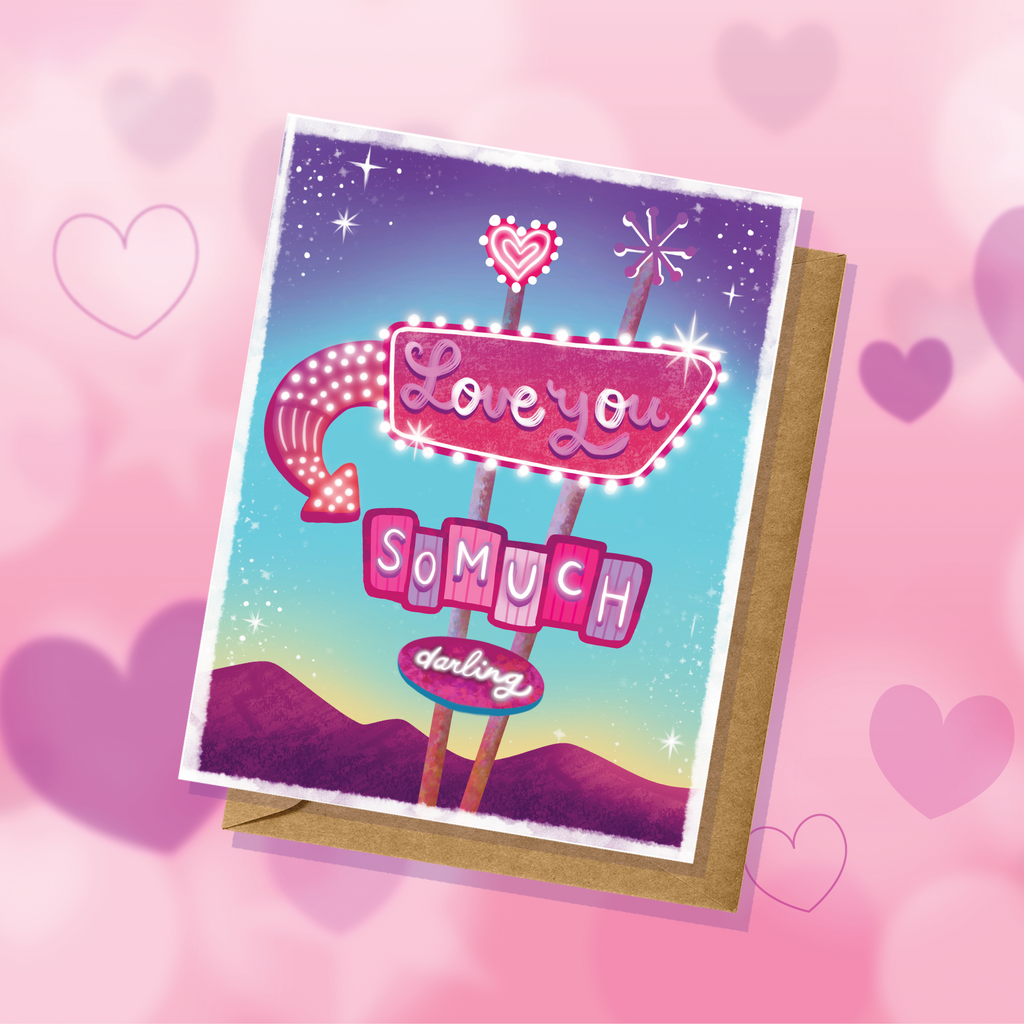 Love You So Much Darling Hotel Sign Valentine's Day Greeting Card
