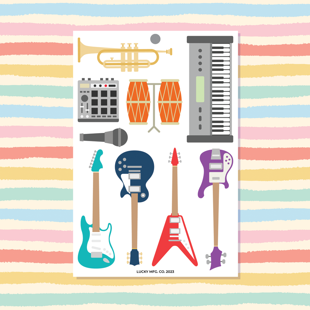 Musical Instruments 4x6 Vinyl Sticker Sheet