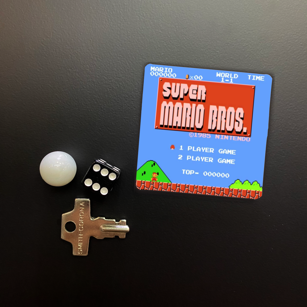 Super Mario Bros Game Start Screen Square Magnet