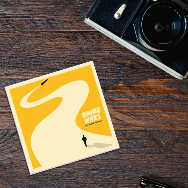 抽象的 brunomars Bruno Mars Doo-Wops and Hooligans Album Coaster – Madcap & Co