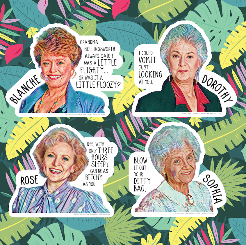 Golden Girls Heads with Quotes Vinyl Sticker Sheet