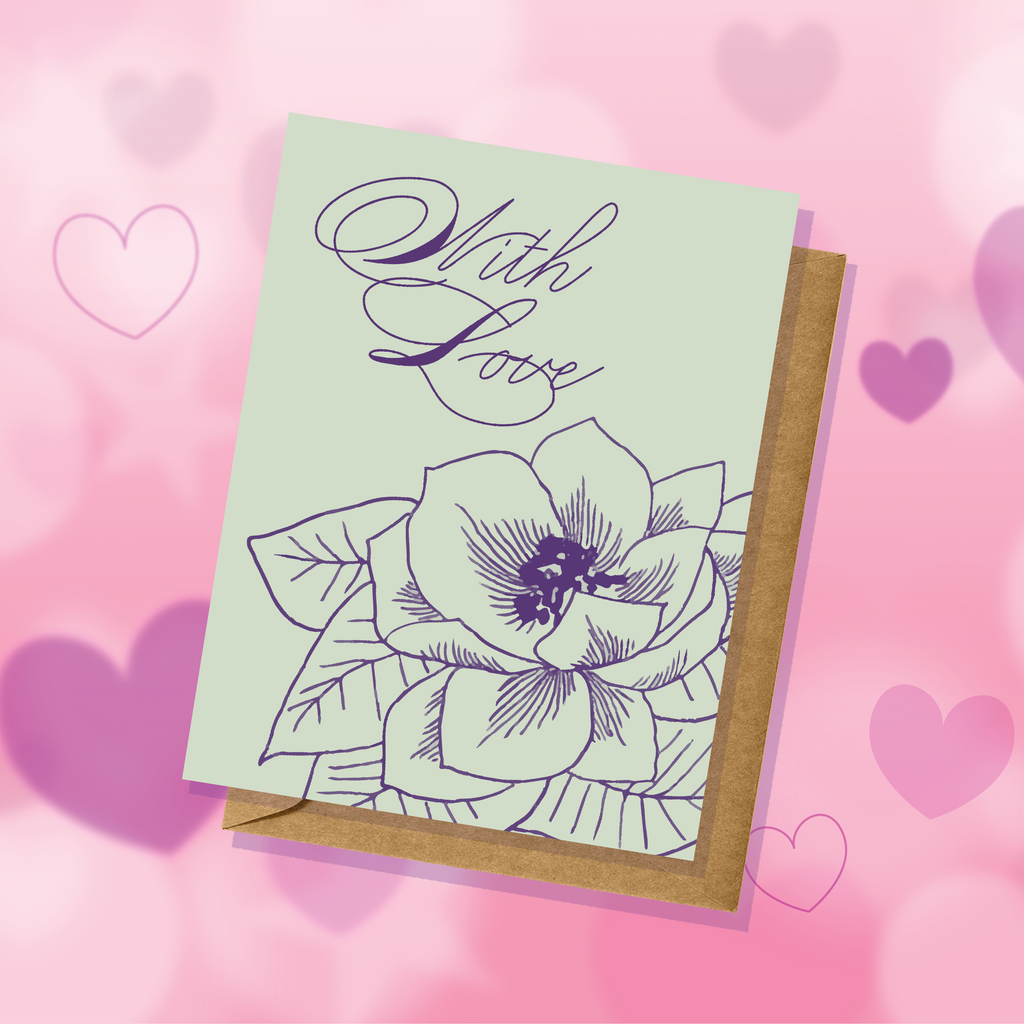 "With Love" Floral Greeting Card - Love, Anniversary