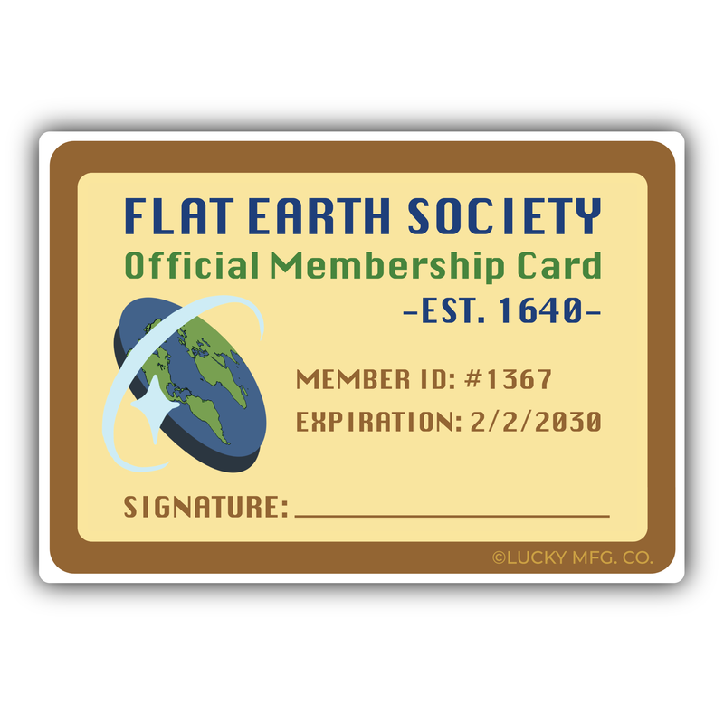 Flat Earth Society Membership Card Vinyl Sticker
