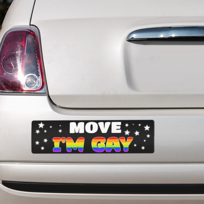 Move, I'm Gay Vinyl Bumper Sticker