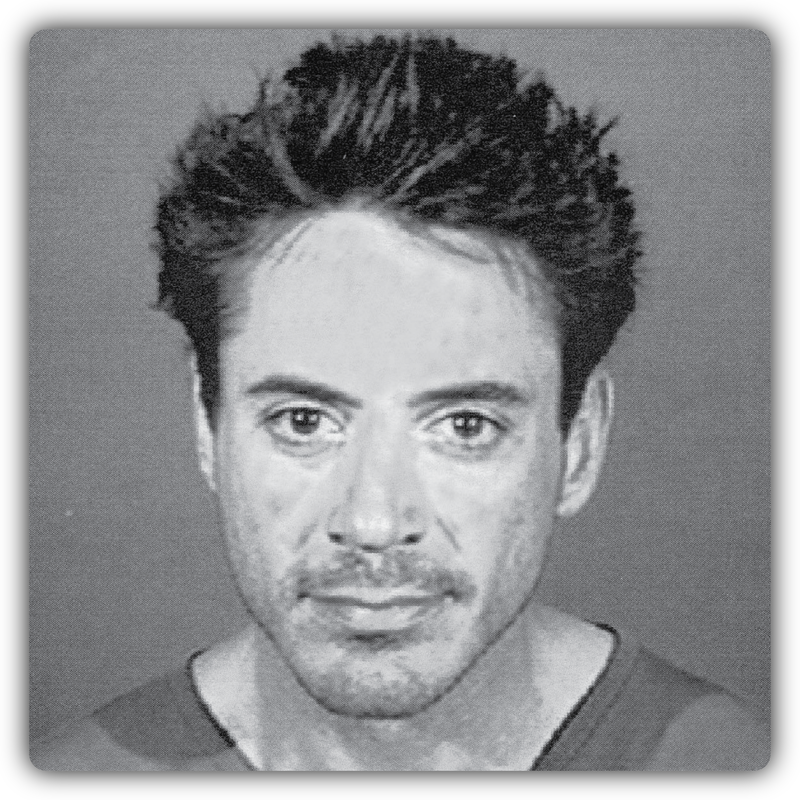 Robert Downey Jr Mugshot Sticker