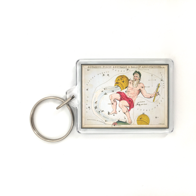 Aquarius Vintage Illustration Plastic Keychain