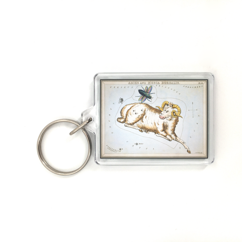 Aries Vintage Illustration Plastic Keychain