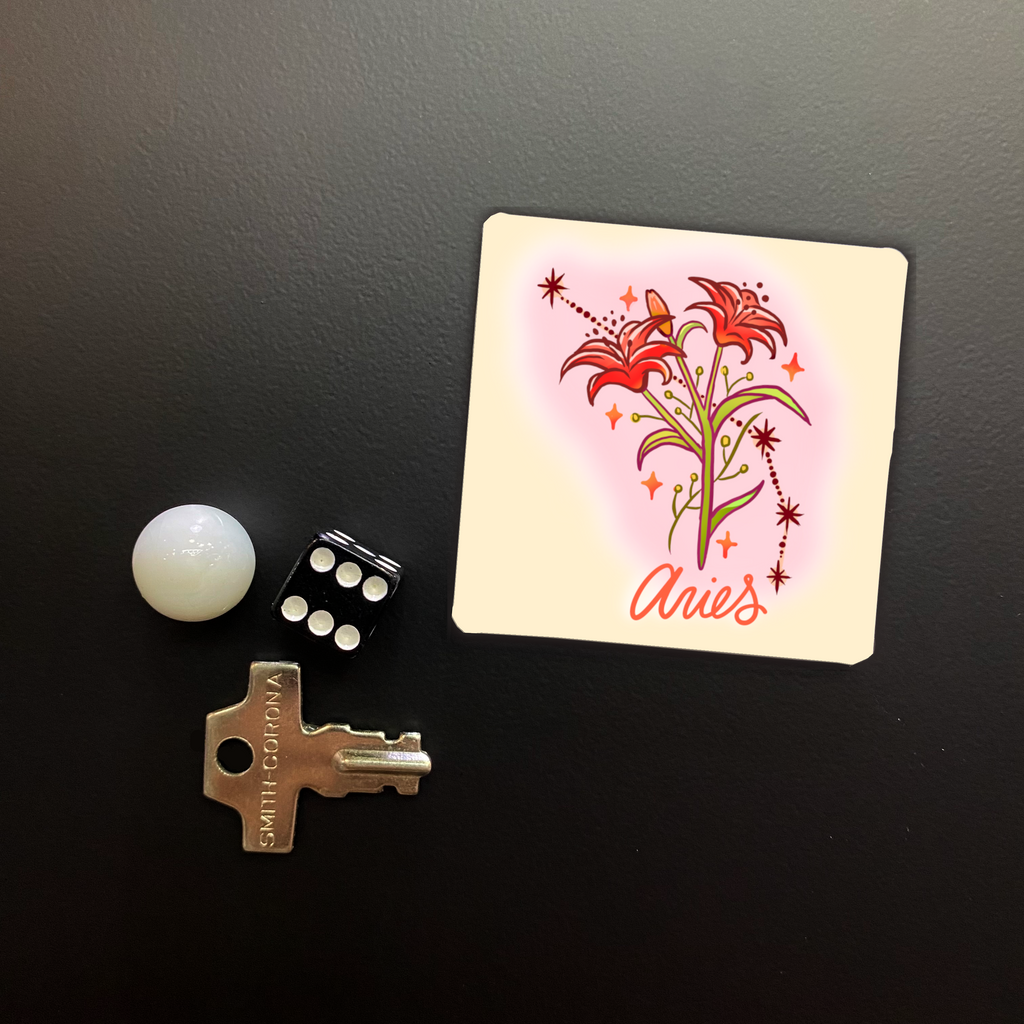 Aries Zodiac Sign Square Magnet