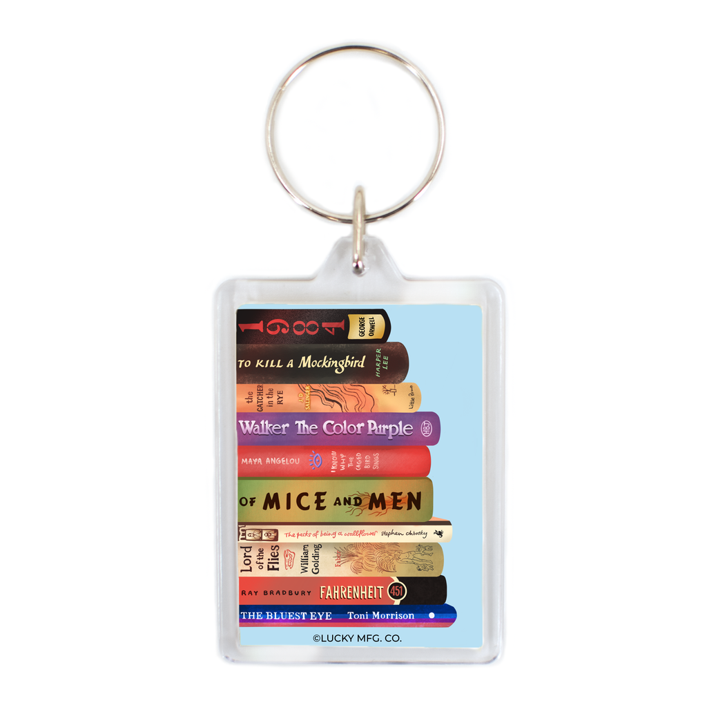 Stack Of Banned Books Keychain