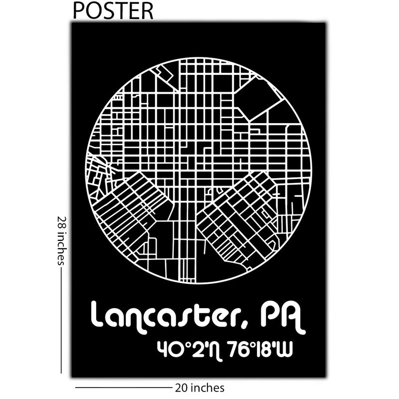 Lancaster County PA Coordinates 20 x 28 Poster