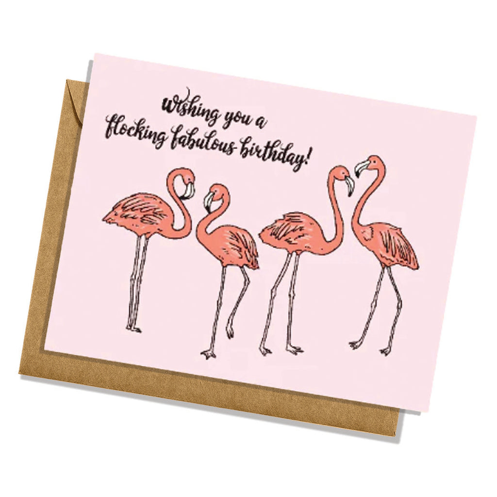 Flocking Fabulous Flamingos Birthday Card