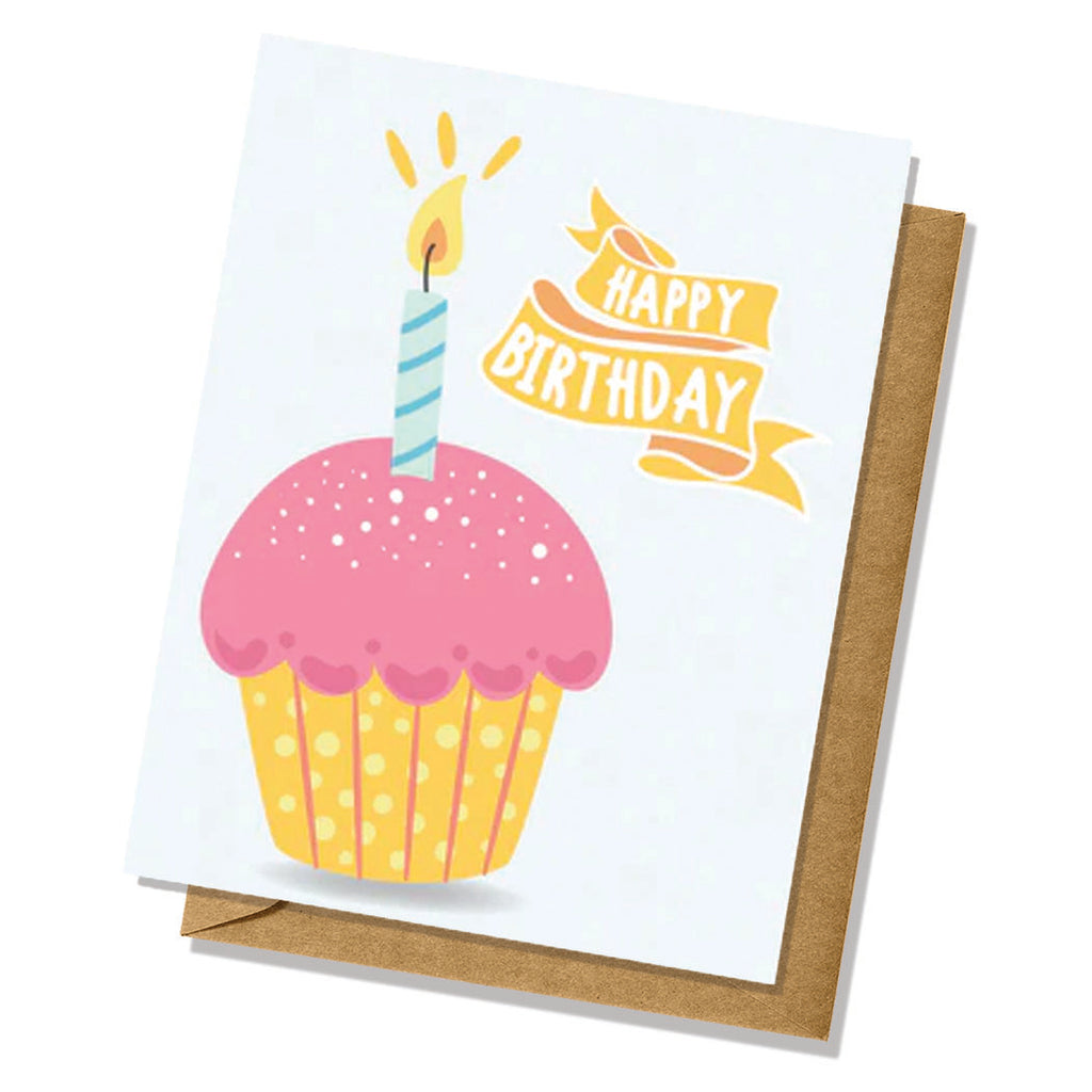 Pink Polka Dot Cupcake Birthday Card