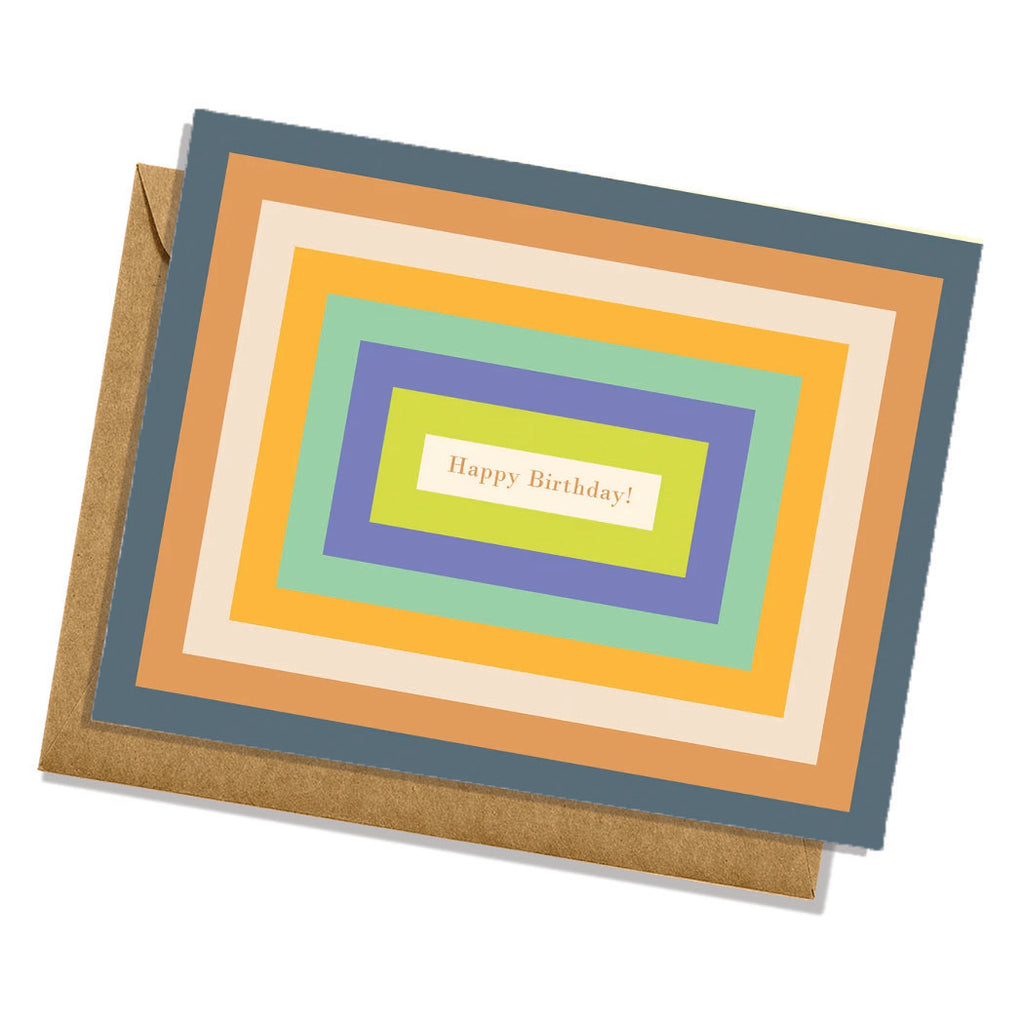 Colored Orange and Blue Rectangles Birthday Card