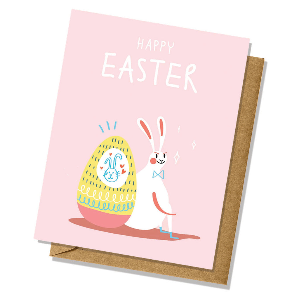 Bunny and Egg Pink Easter Card
