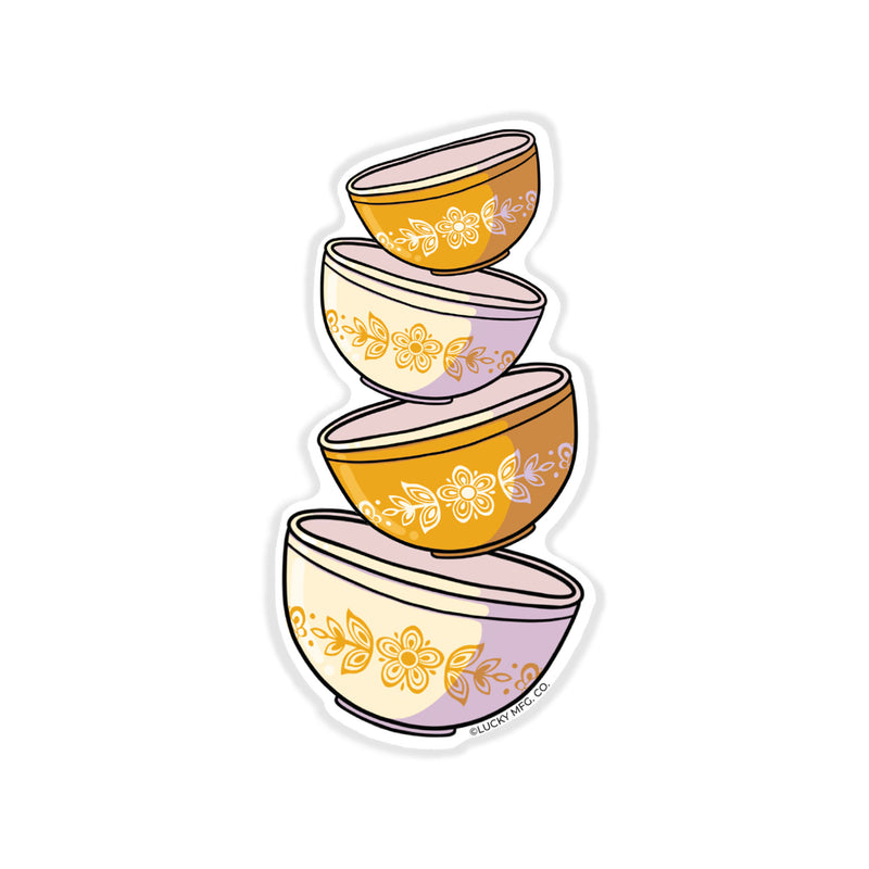 Butterfly Gold Pyrex Bowl Stack Sticker