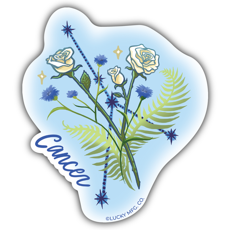 Cancer Zodiac Flower Vinyl Sticker