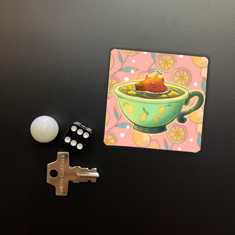 Capybara Teacup Square Magnet