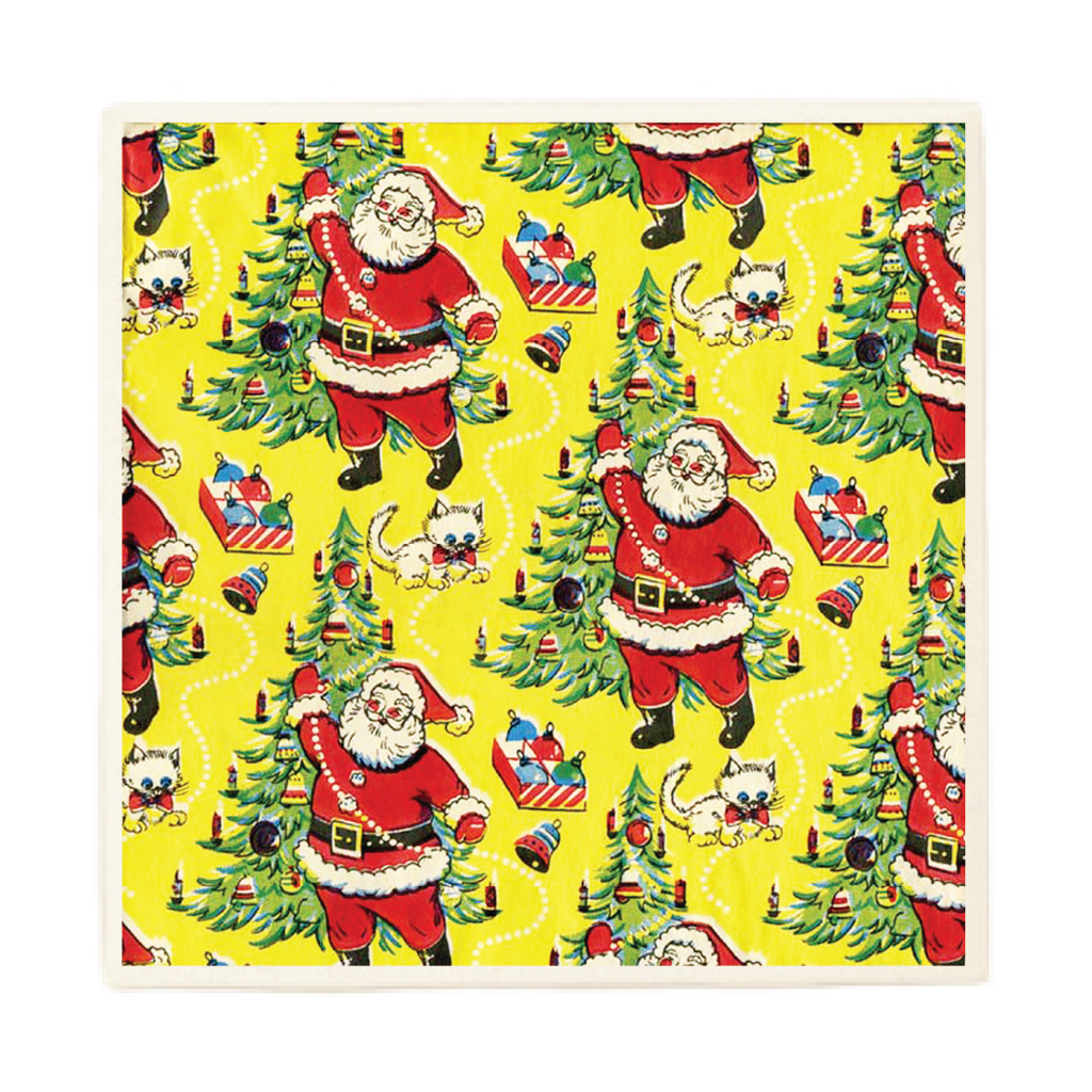 Santa Decorating Christmas Trees Holiday Coaster