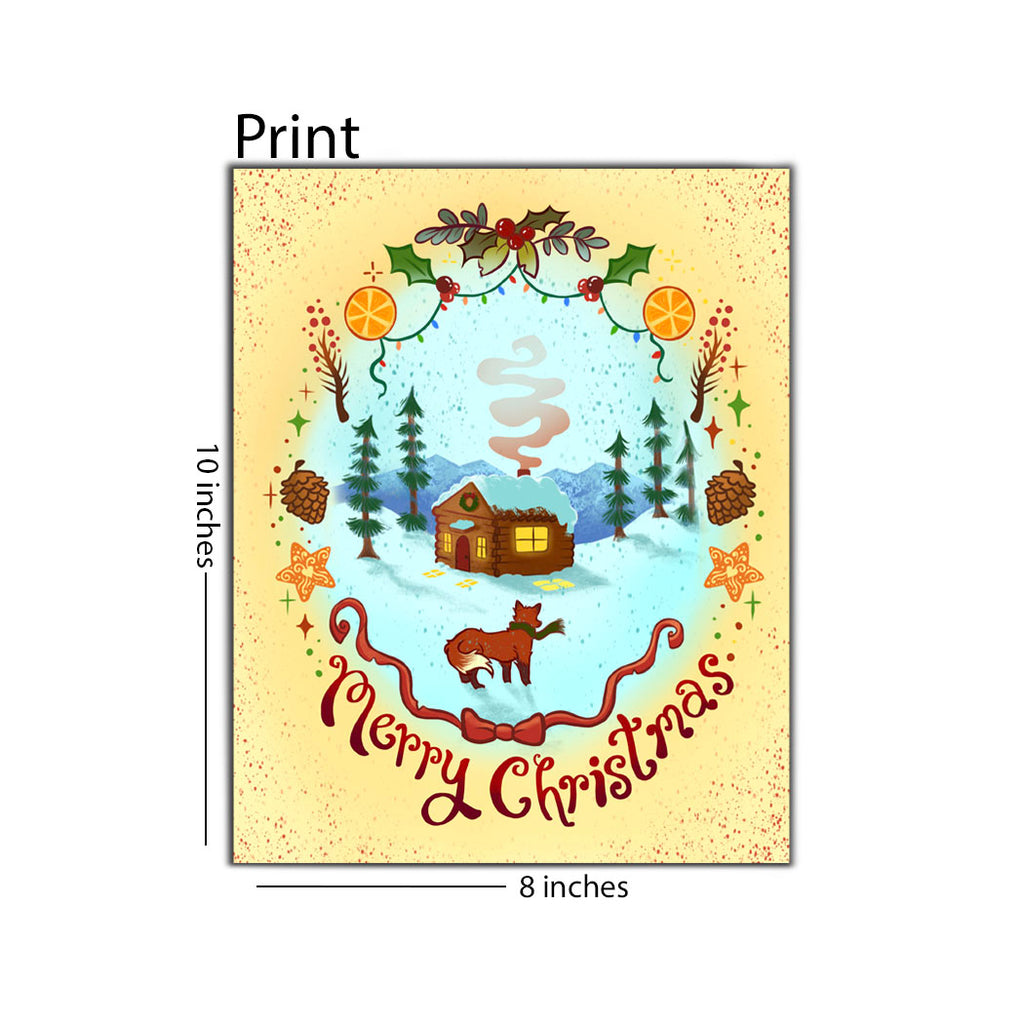 Winter Cabin Scene 8 x 10 Print