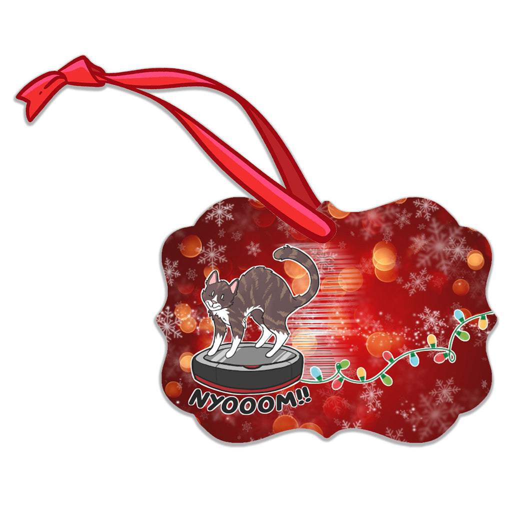 "Cat on a Roomba" Holiday Ornament