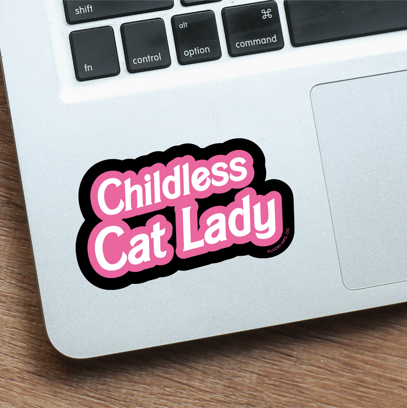 Childless Cat Lady Barbie Font Vinyl Sticker Madcap Co