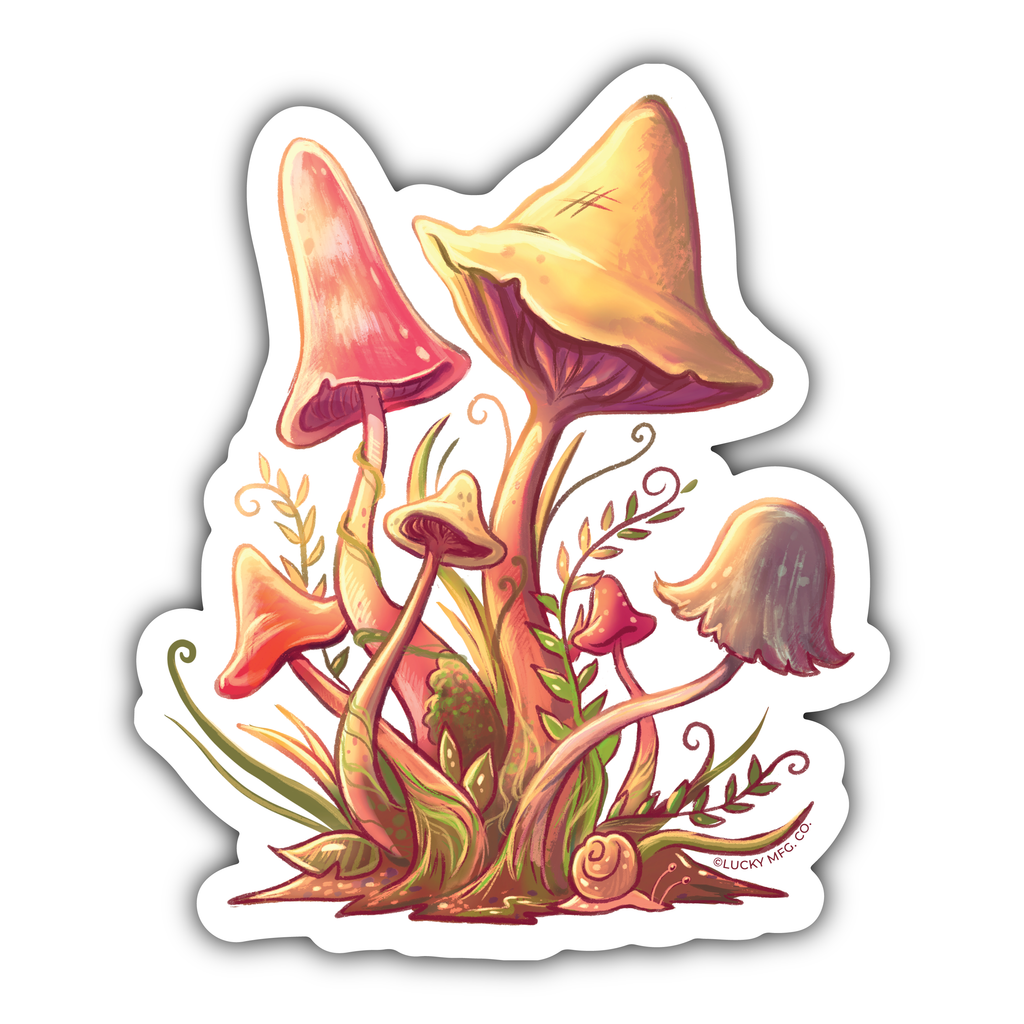 Cottagecore Mushroom Cluster Vinyl Sticker