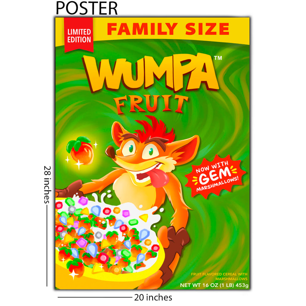 Crash Bandicoot Cereal 20 x 28 Gaming Poster