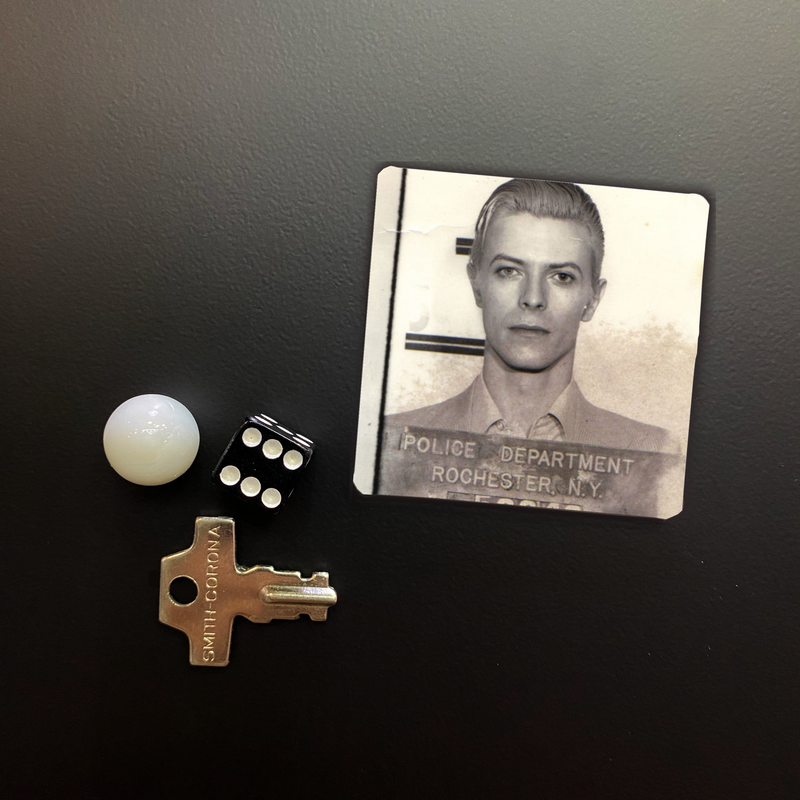 David Bowie Mugshot Square Magnet