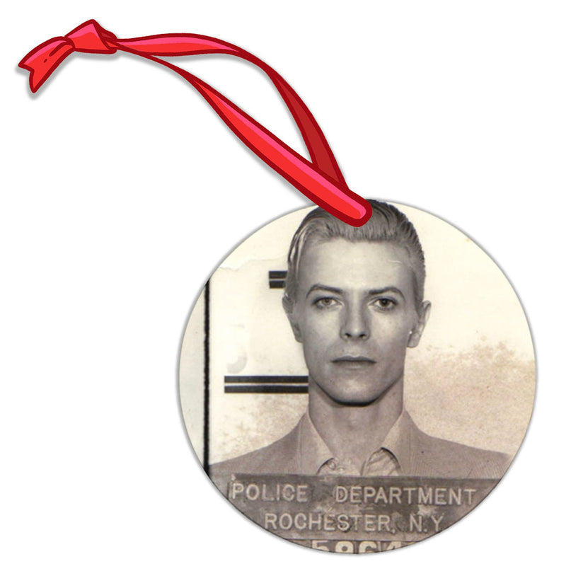 David Bowie Mugshot Round Ornament