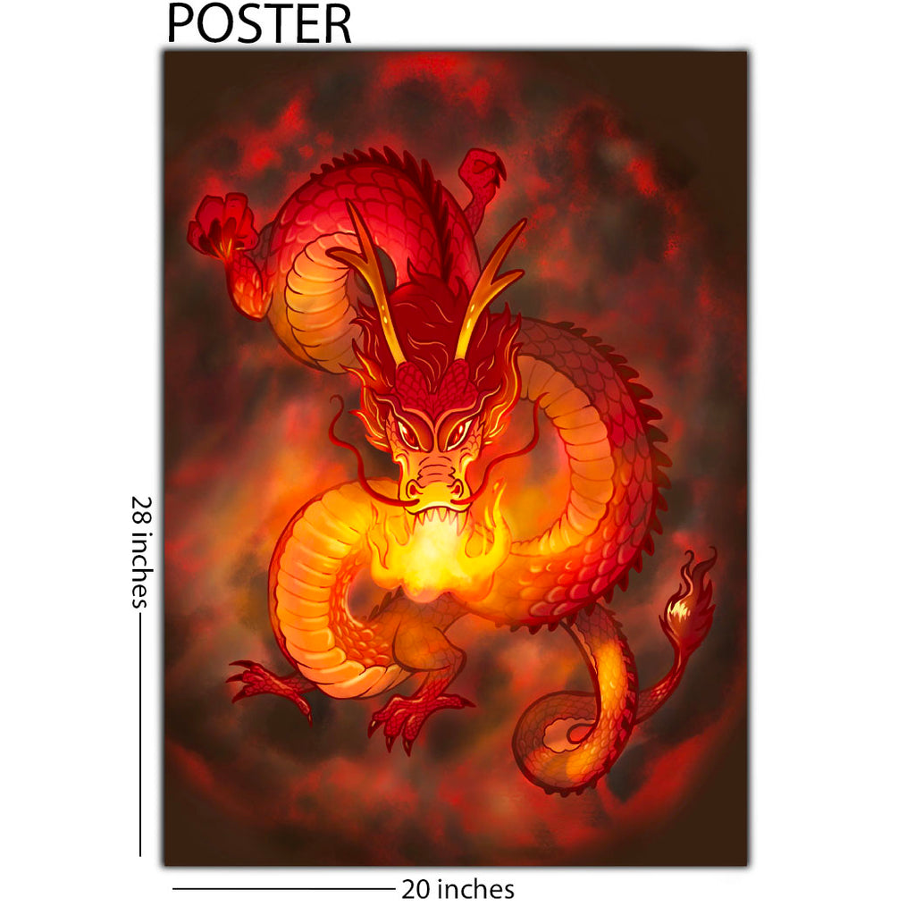 Fire Breathing Dragon Illustrated 20 x 28 Poster