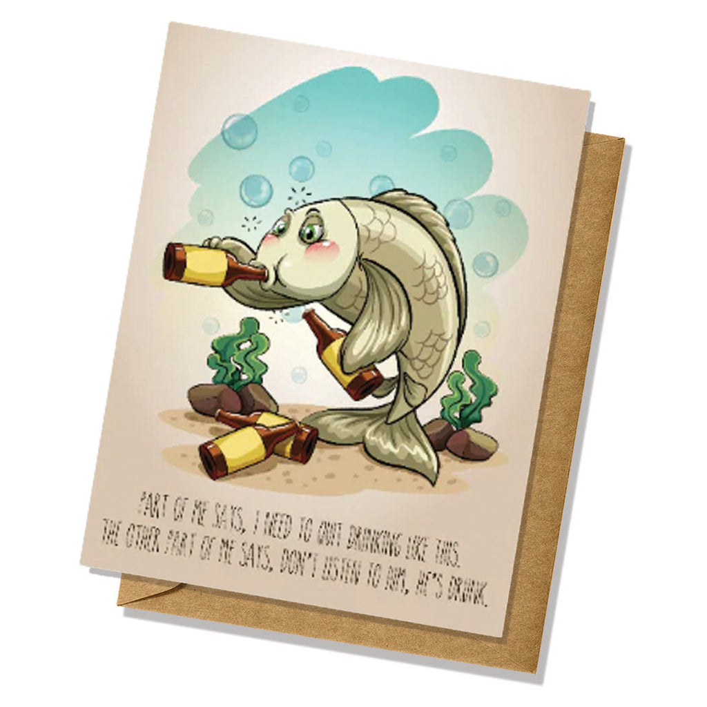 Drunk Fish Birthday Greeting Card