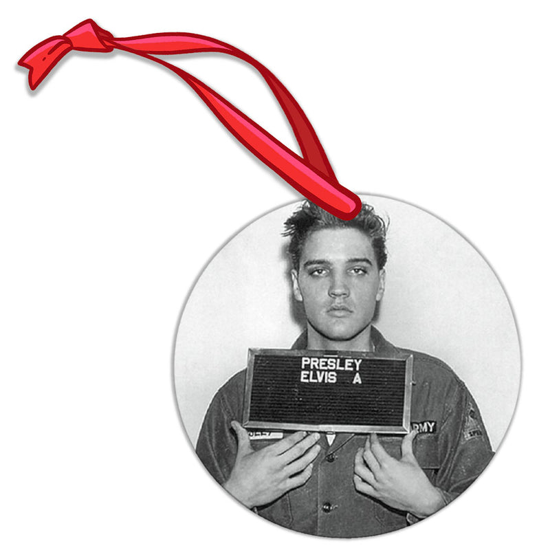 Elvis Presley Mugshot Round Ornament