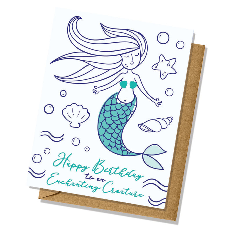 Hand-Illustrated Enchanting Mermaid Birthday Card