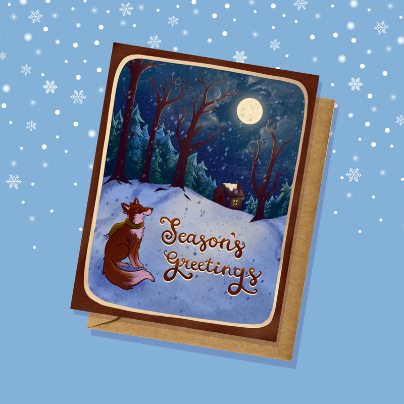 Fox & Cabin Seasons Greetings Card