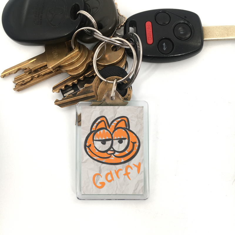 Garfy Parody Plastic Keychain