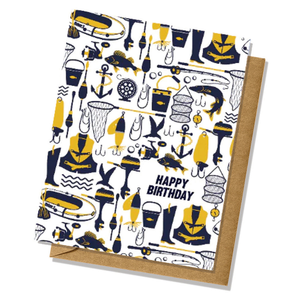 Fisherman Icons Birthday Card