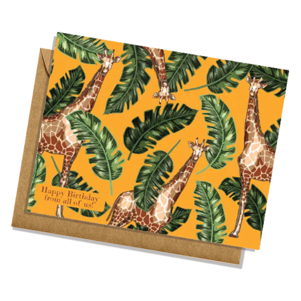 Happy Birthday From All Of Us Card Greeting Card Giraffe Family Card Cute Silly Animal Lover