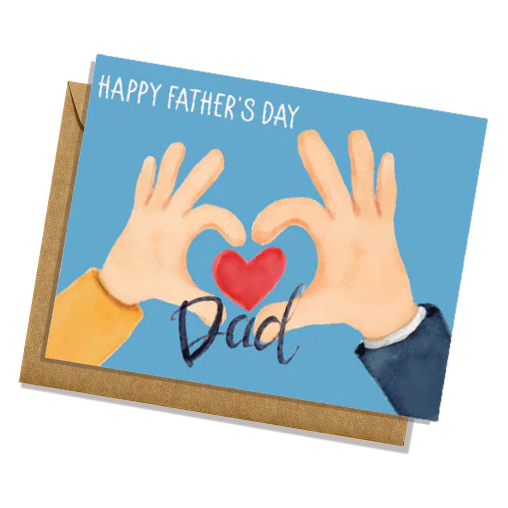 Happy Father's Day Dad Card Heart Hands