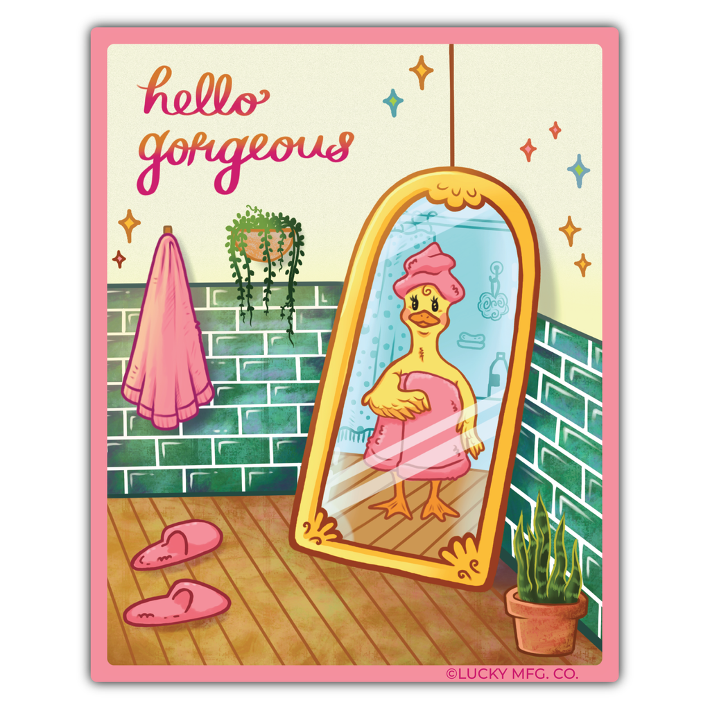 Hello Gorgeous Duck Vinyl Sticker