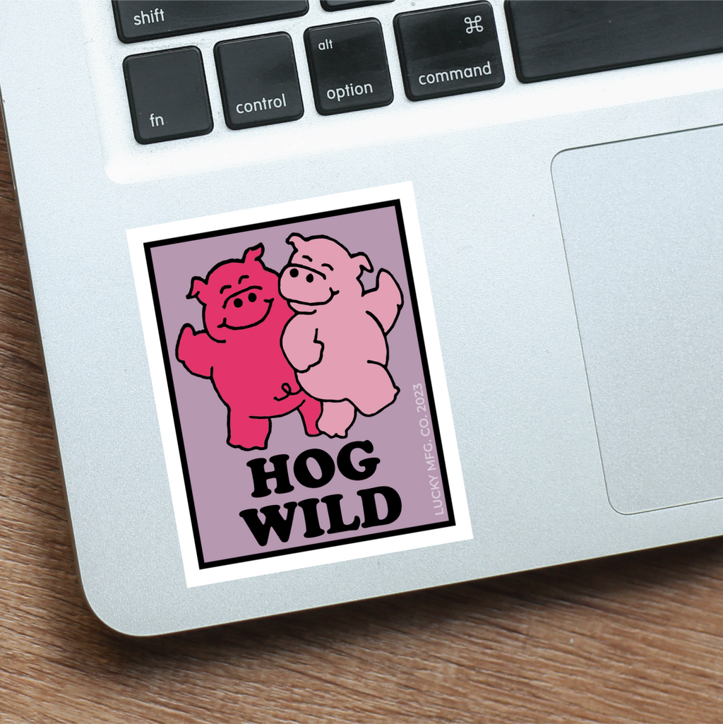 Retro Hog Wild Vinyl Sticker