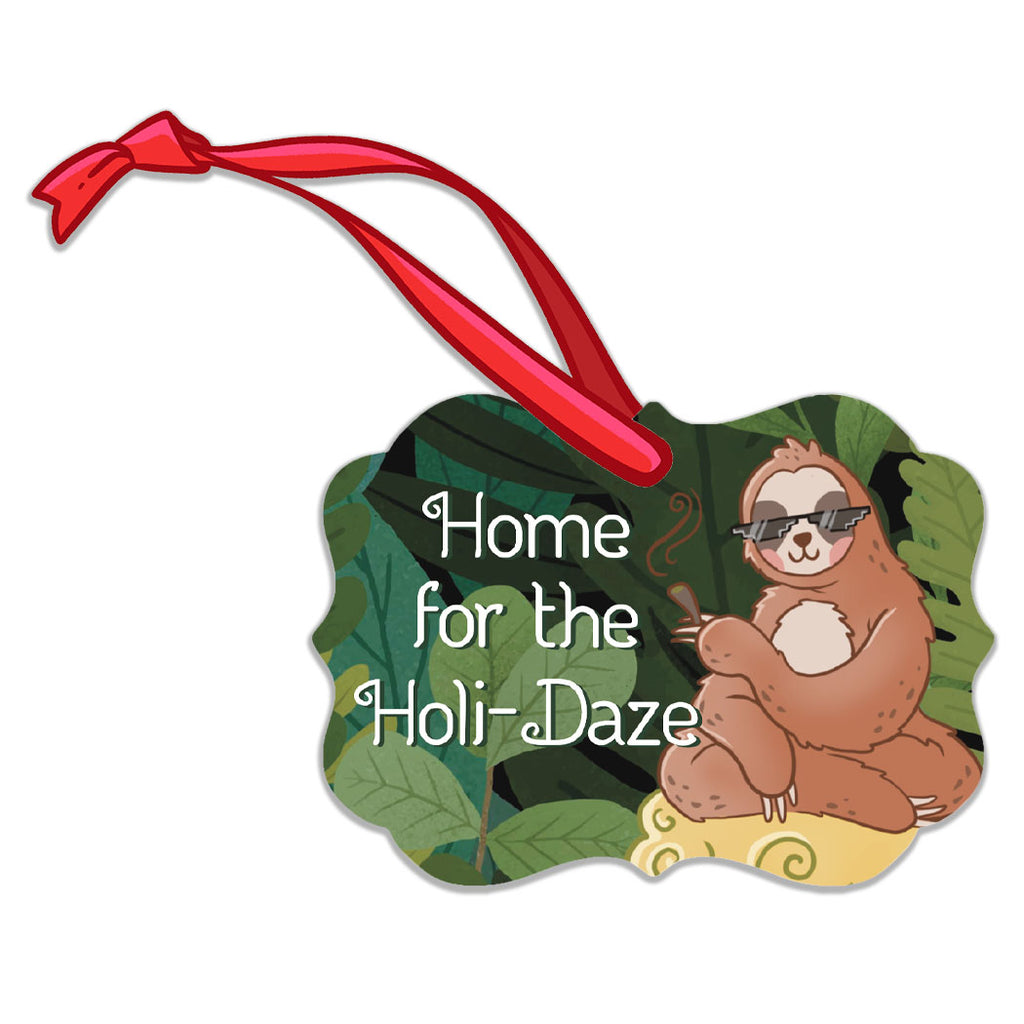 "Home for the Holi-Daze" Smokey Sloth Holiday Christmas Tree Ornament