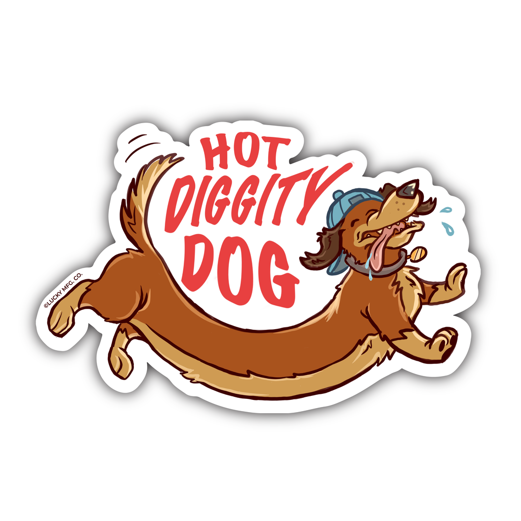 "Hot Diggity Dog" 90's Dachshund Vinyl Sticker